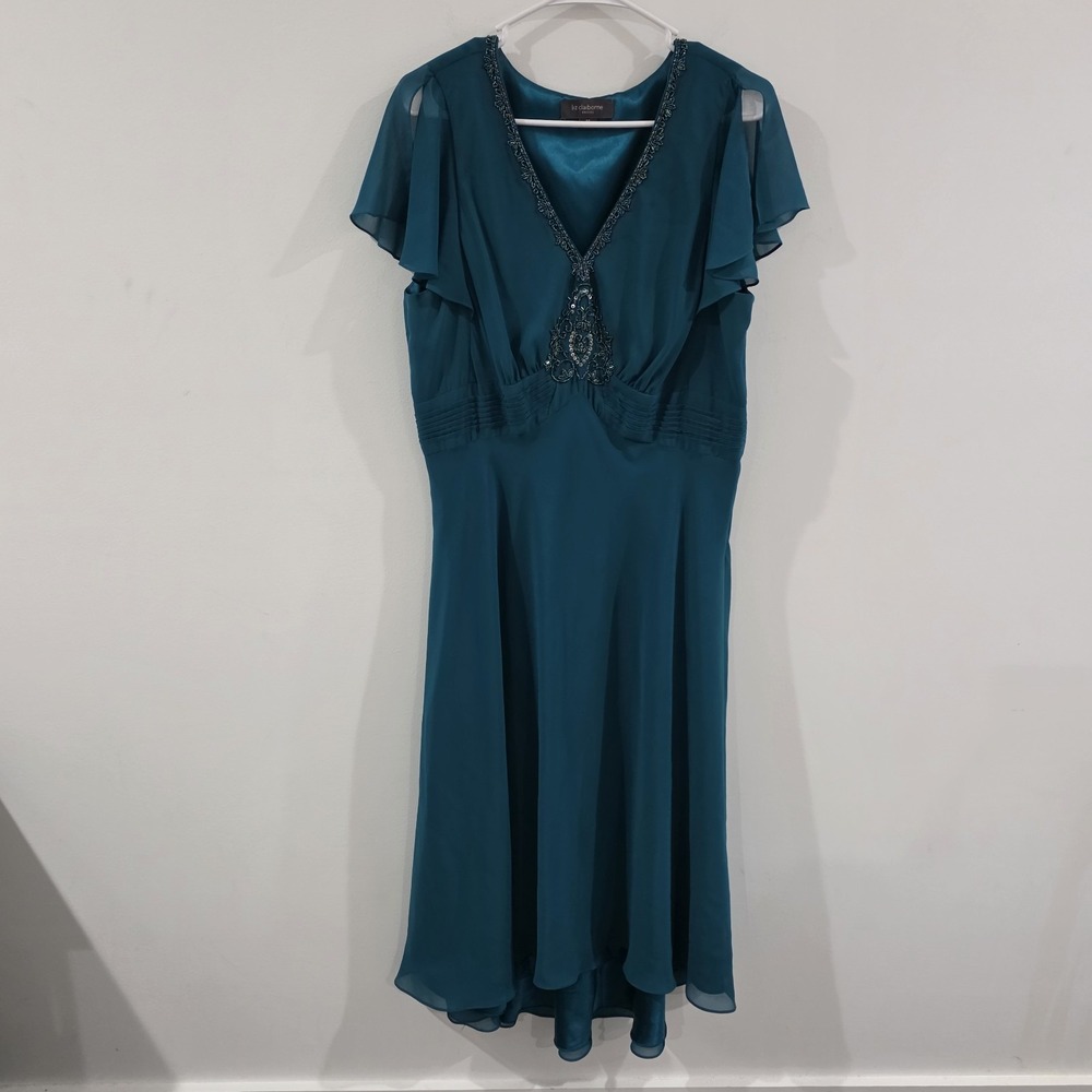 Satin Beaded Babydoll Dress Size 14 Glam Regency Y2K Prom Fairy Party